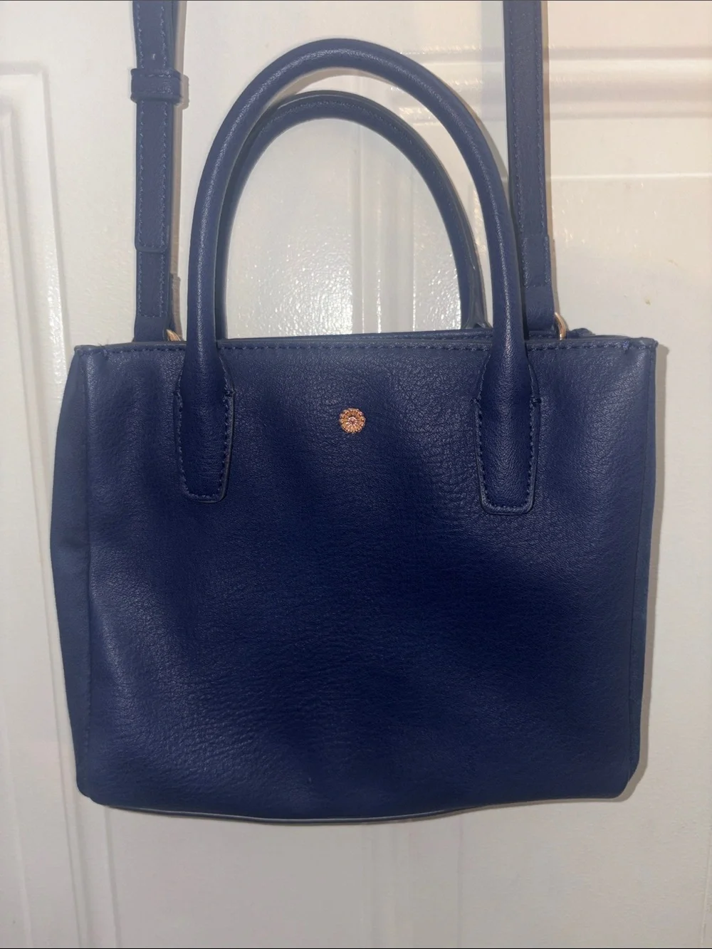 LC Lauren Conrad Navy Satchel with Gold Rosette Accent
